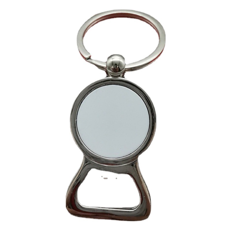 Llavero metálico abridor de botellas transfronterizo en stock, llavero para transferencia térmica, llavero para sublimación, hebilla de bloqueo DIY en blanco.