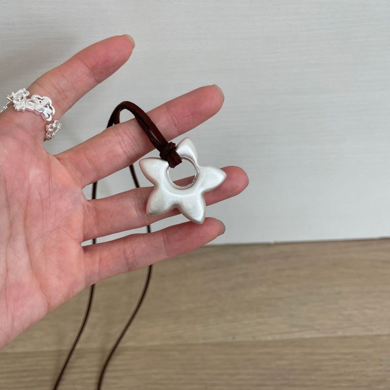 新中式陶瓷木珠圆形印花项链复古时尚休闲毛衣链小众高级感项饰|undefined