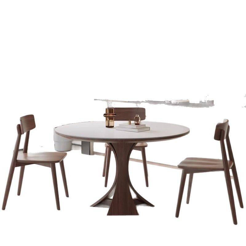 Mesa de comedor de madera maciza de tablero de roca de estilo nórdico Mesa de comedor de madera maciza redonda italiana de gran tamaño importada retro francesa