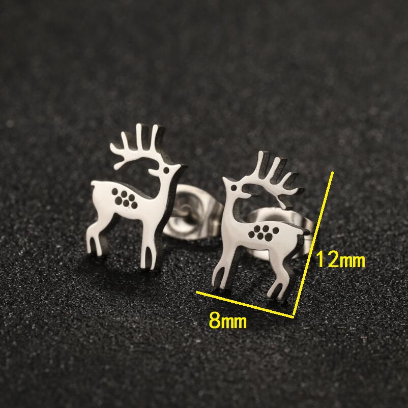 1 Pair Quantity Daily Occasion PVD Coated 18K Gold Real Gold Plated Elk 304 Stainless Steel Cute Simple Style Waterproof Non Tarnish Ear Studs