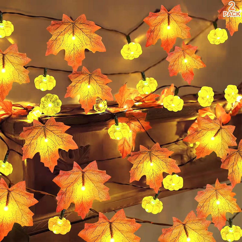 Halloween Navidad led string calabaza hojas de arce cosecha de acción de gracias caña atmósfera decoración parpadeante