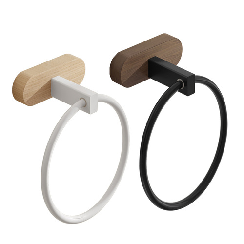 Solid wood towel ring without punching white round kitchen hand towel hanging ring beech wood bathroom bathroom towel hanging ring