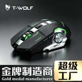 T-WOLF雷狼Q13B双模无线蓝牙鼠标TYPE-C充电静音发光电竞游戏鼠标