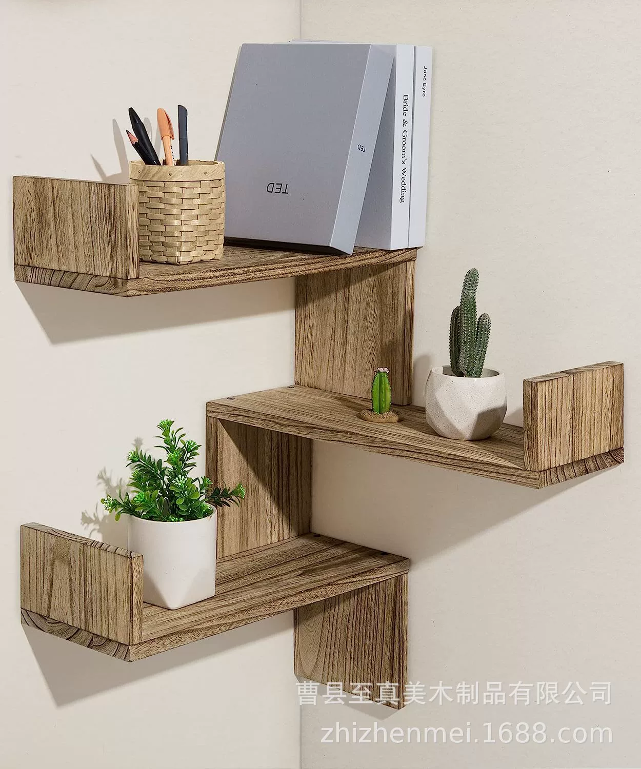 Деревянная плавающая полка угловая настенная полка спальня гостиная кухня ванная комната в стиле кантри настенная деревянная угловая полка