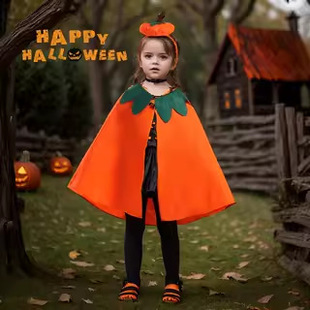 Halloween Performance Costumes Children's Day Pumpkin Cloak Cloak Children's Ghost Festival Performance Costumes Non-Woven Pumpkin Costumes