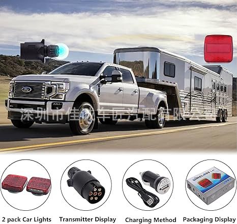 Cross-Border Amazon New Trailer Truck Led Tail Light Side Light Truck Led Warning Light Cigarette Lighter Car Tail Light
