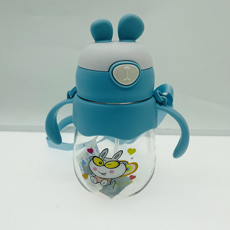 Baijia 5031 nuevo doble ASA taza de plástico niños portátil taza de beber orejas traviesas rebote cubierta taza de agua al por mayor