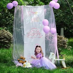 Xiaosweet Potato の同じスタイルの屋外誕生日シーン装飾メッシュ背景吊り布 10 歳の男の子と女の子の写真小道具アレンジメント