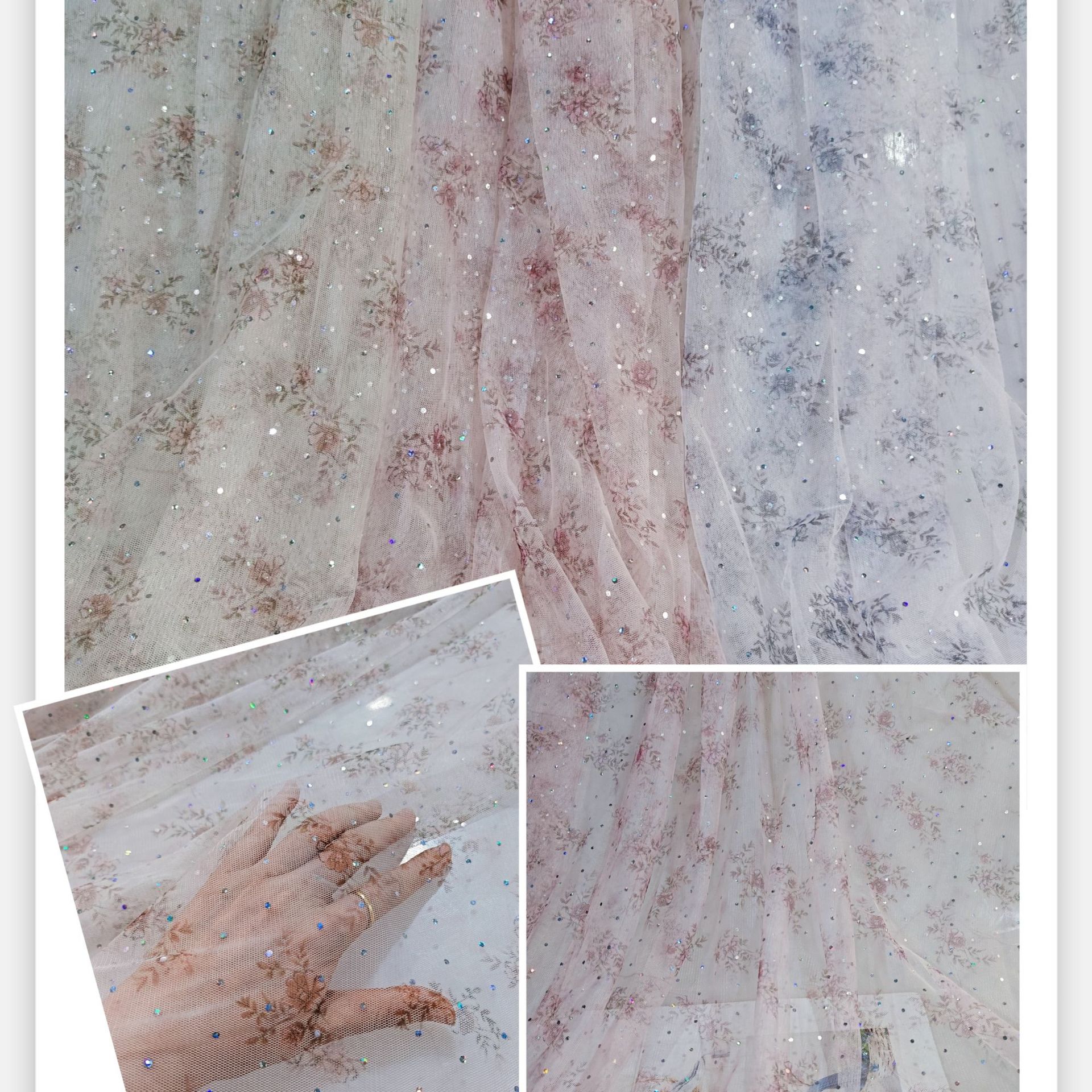 新款印花~小清新田园风密40A网纱小碎花印花小圆点冲片裙装等面料