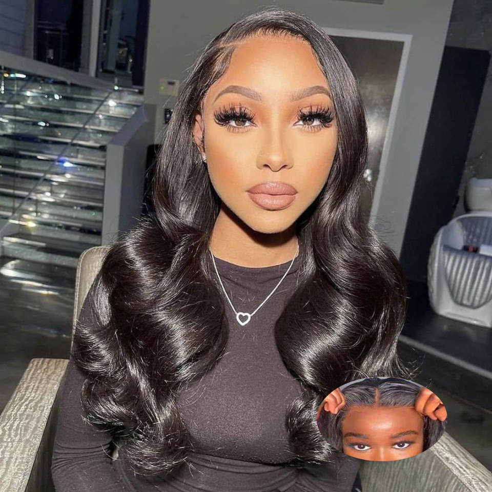 4x4 cuerpo glueless peluca desgaste para ir europeo y americano real pelo humano frente encaje tocado