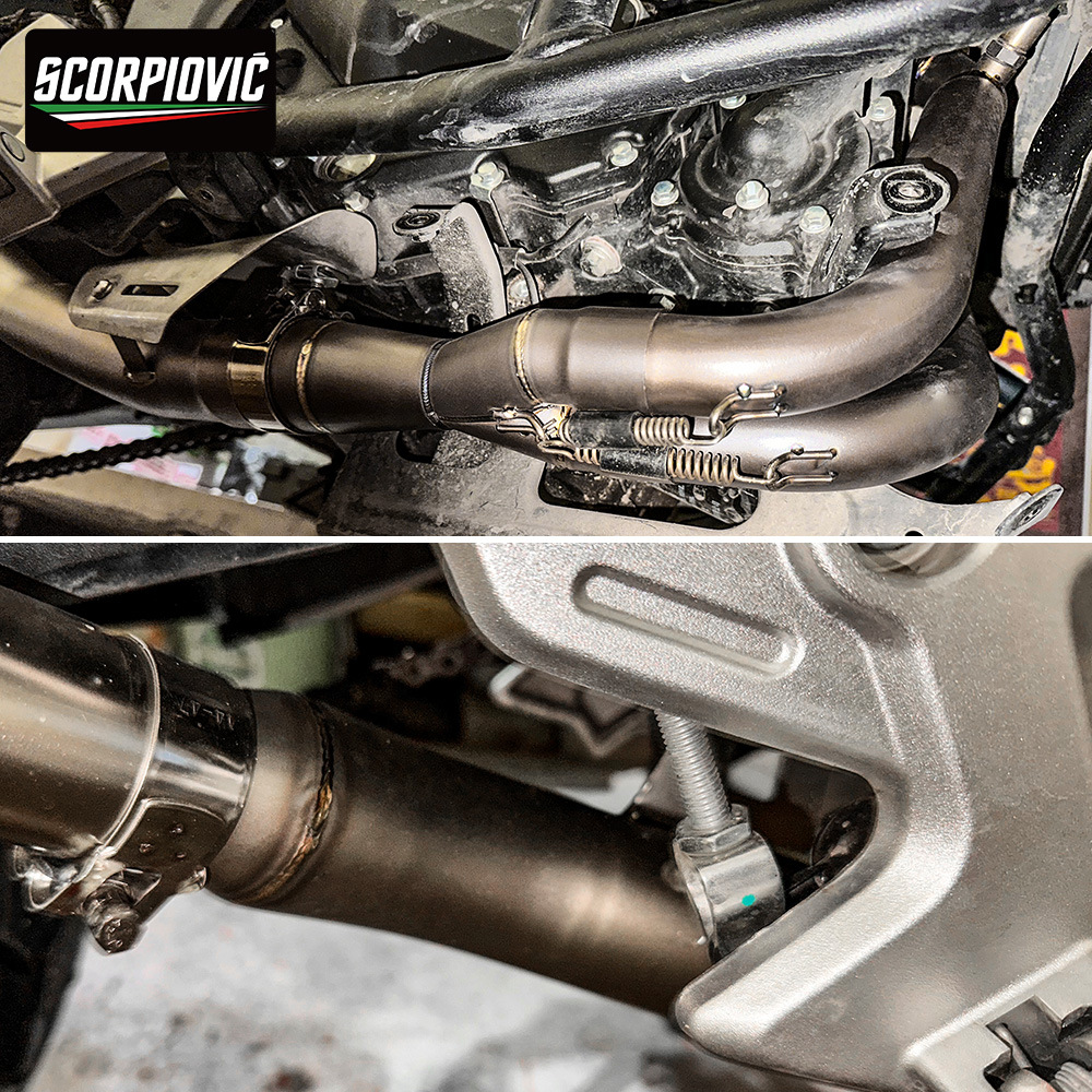 Suitable for Motorcycle Modification, Stainless Steel Split Front Exhaust Pipe to Connect to the Original Rear Section
