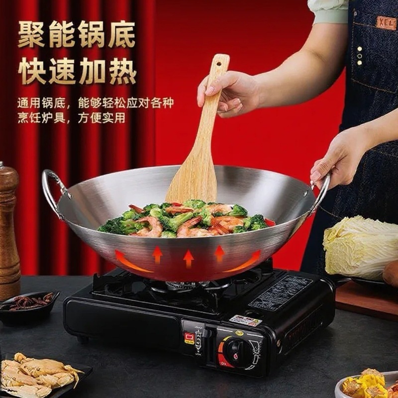 永康跨境不锈钢炒锅双耳炒菜锅饭店用加厚厨师大炒锅配商用电磁炉|undefined