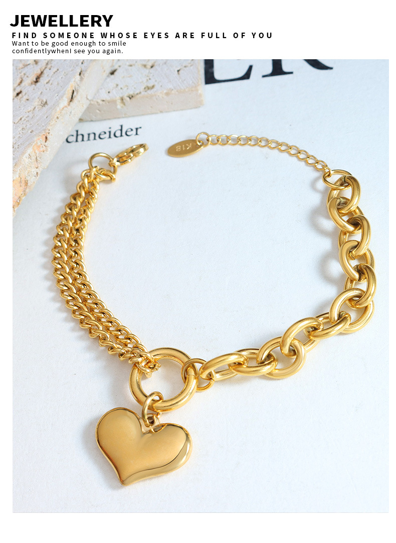 Plating Design Vintage Style Heart Shape Titanium Steel Plating Bracelets