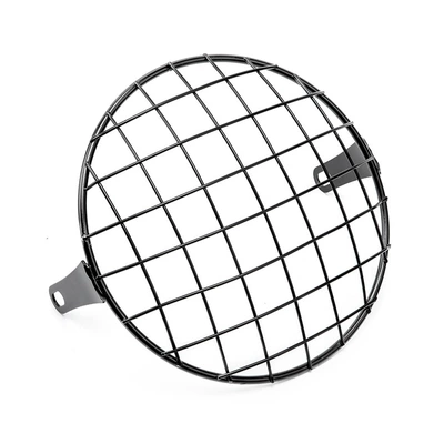Motorcycle 7 inch headlight mesh cover GN CG125 headlight protection cover modified retro grid mesh cover metal cover (Motorcycle Safety Supplies) - black-7-inch-square-headlight-net-cover