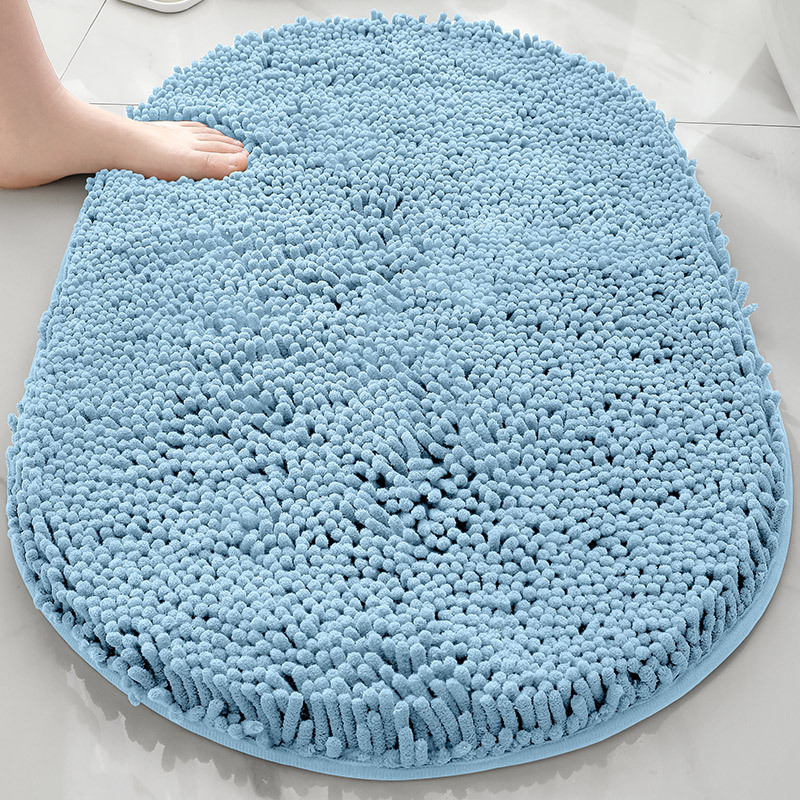 Alfombra absorbente de baño de chenilla ovalada Alfombra de pie de puerta de baño Alfombra antideslizante de entrada de baño Alfombra de dormitorio