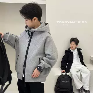 休闲双头拉链外套2026春秋新款儿童中大童开衫夹克衫春秋上衣