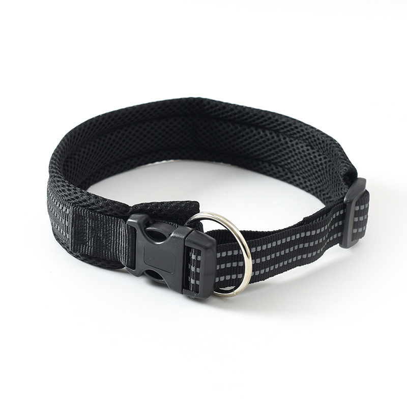 Nuevo collar de perros transpirable nylon trenzado collar de mascotas conveniente fijación ajustable collar de perros suave al por mayor
