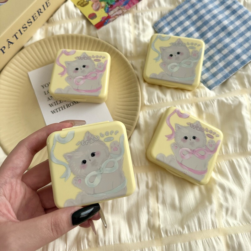 Cute Cat Contact Lens Case with Mirror, Companion Care Box, Colored Contact Lens Case, as 120.55kg Pack