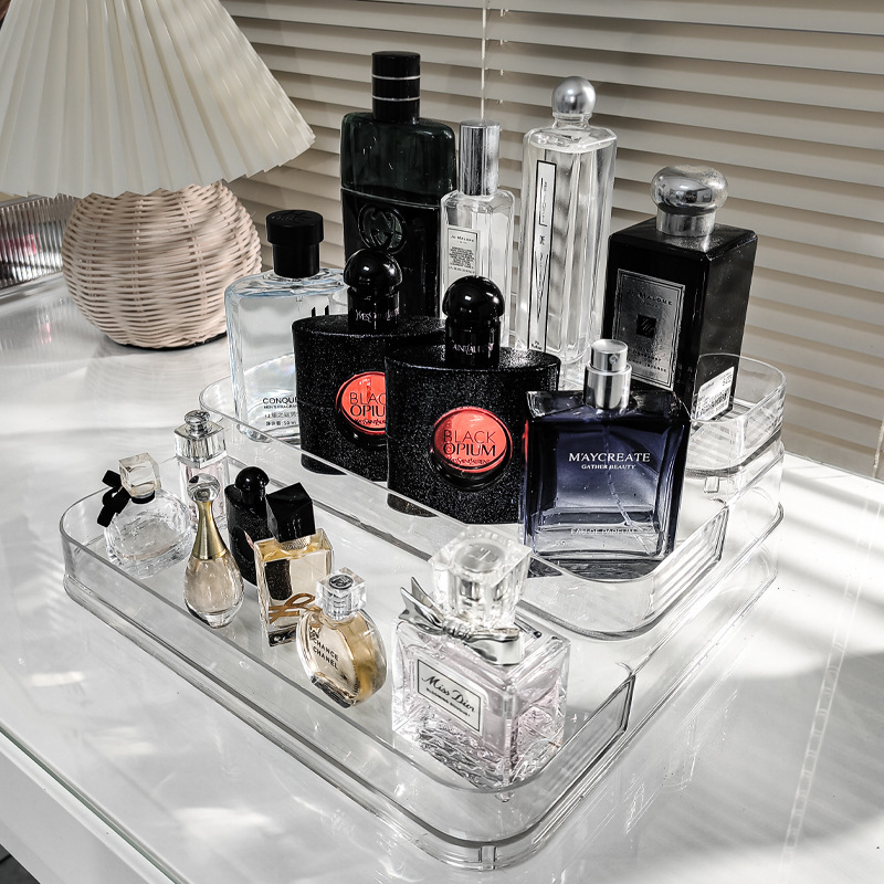Desktop Perfume Storage Rack Dressing Table Cosmetic Storage Box Acrylic Light Luxury Ins Transparent Ladder Display Stand