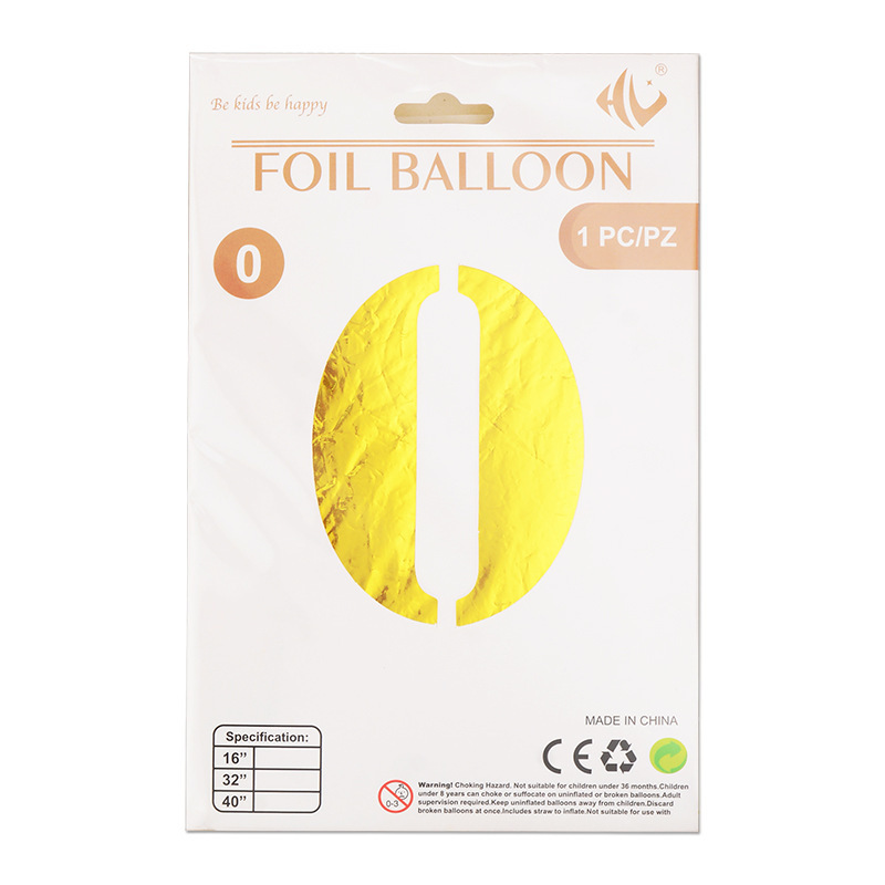 Tarjeta de papel digital de 40 pulgadas, embalaje independiente, película de aluminio, edición de tapa dura 0-9, decoración de fiesta grande, globos de papel de aluminio decorativos