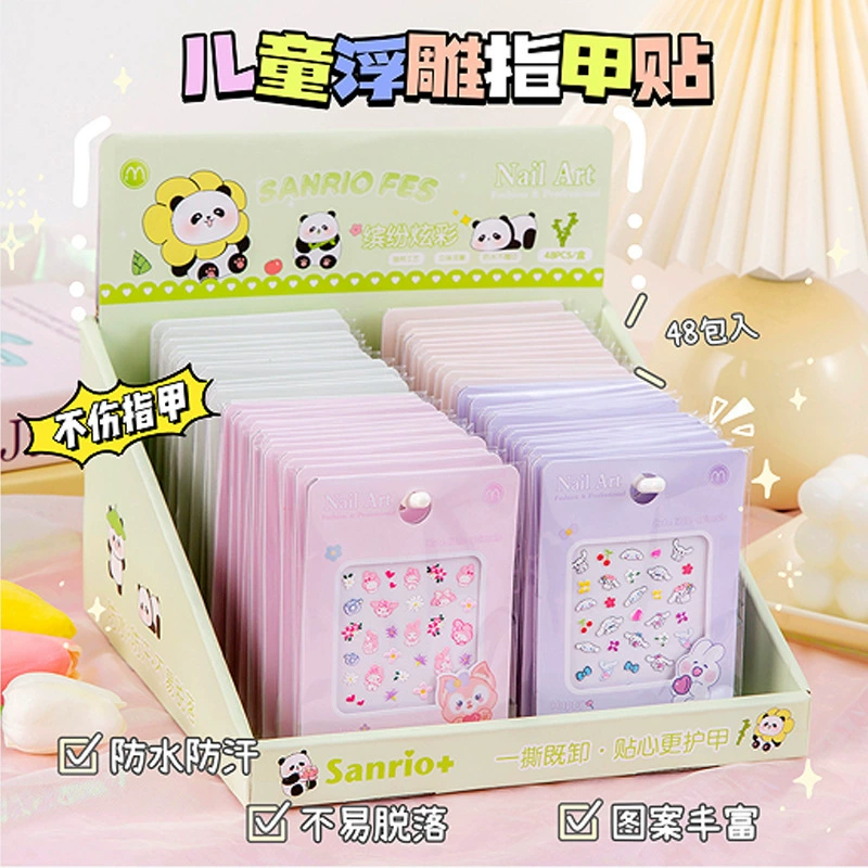 Детские мультяшные 5D тисненные наклейки для дизайна ногтей, тонкие прозрачные трехмерные наклейки для ногтей, маленькие свежие милые наклейки с животными, оптовая продажа