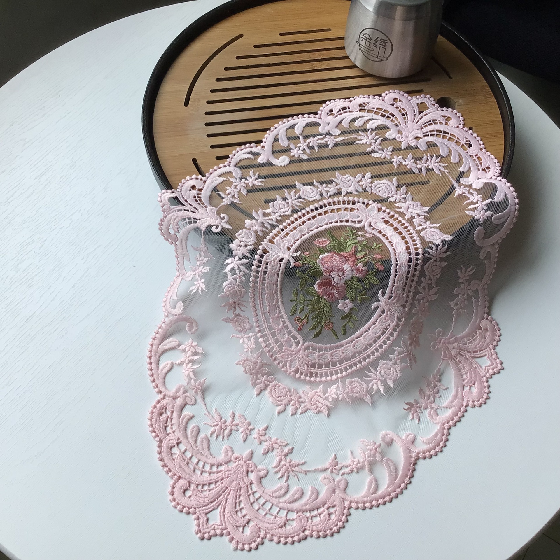 Encaje mantel posavasos estilo europeo Vintage bordado encaje cubierta a prueba de polvo toalla mesa de café estera accesorios de tiro mantel decorativo bandera