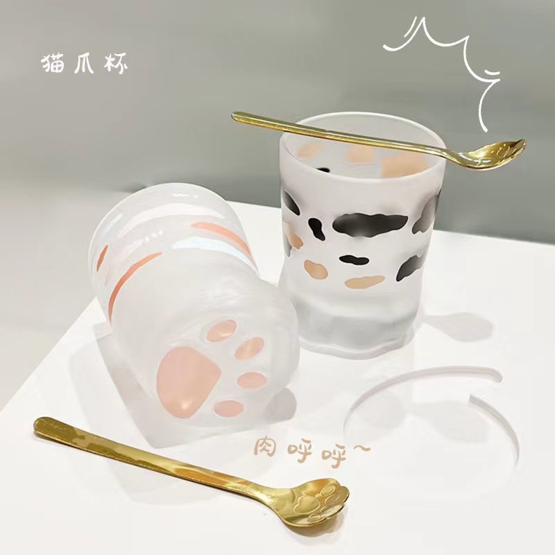 女性用の見栄えの良いオフィスコーヒーカップ、かわいい単層ウォーターカップ、クリエイティブなギフトカップ、猫の爪の形をしたガラスカップ|undefined