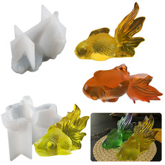 Crafting Kit: Watercolor Crystal Droplet Resin DIY 3D Koi Fish Mold, Goldfish Ornament Shape Cake Decoration, Silicone Mold
