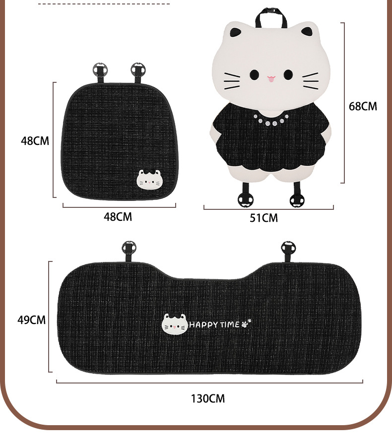 Cute Cartoon Cat Car Seat Cushion, Universal for All Seasons, Non-Slip Car Seat Cover