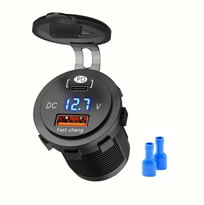 New car charger, car: Mobil şarj cihazları - pd30wqc30-fast-charging-with-digital-displayblue-set