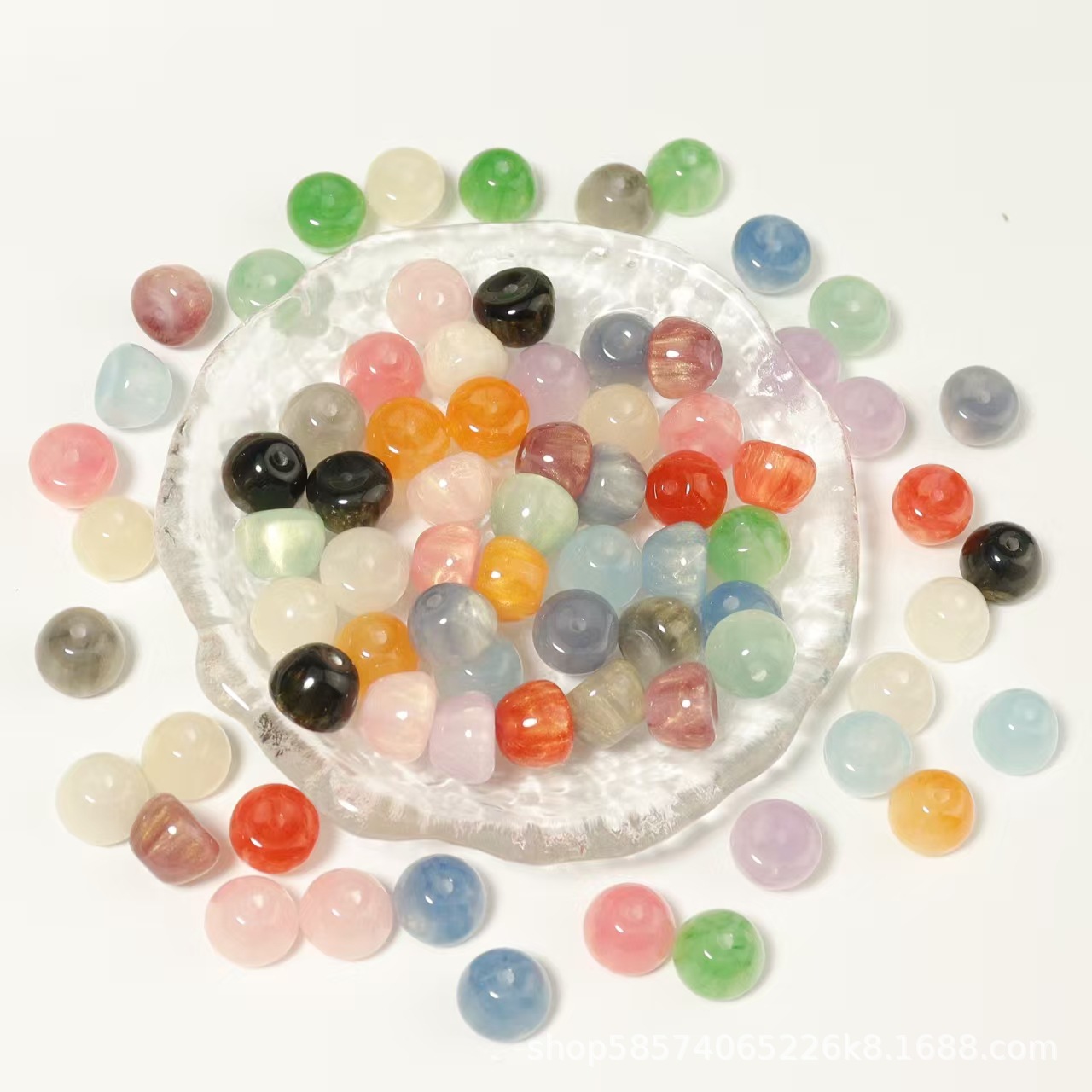 diy饰品配件 8x11mm鎏金树脂苹果珠 超细闪梯形苹果直孔散珠串珠