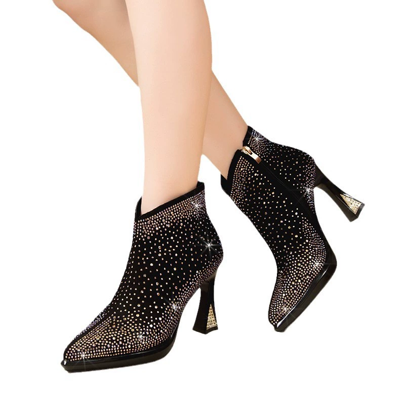 Demi-season high low boots pointy toe