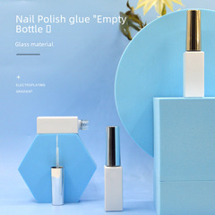 A 7ml white nail polish small square bottle manicure brush with a pull-out brush and pull-out glue glass bottle