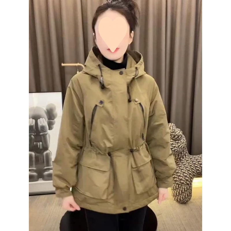 欧货2025春季新款夹棉工装风衣外套女韩版宽松收腰显瘦拉链冲锋衣|undefined