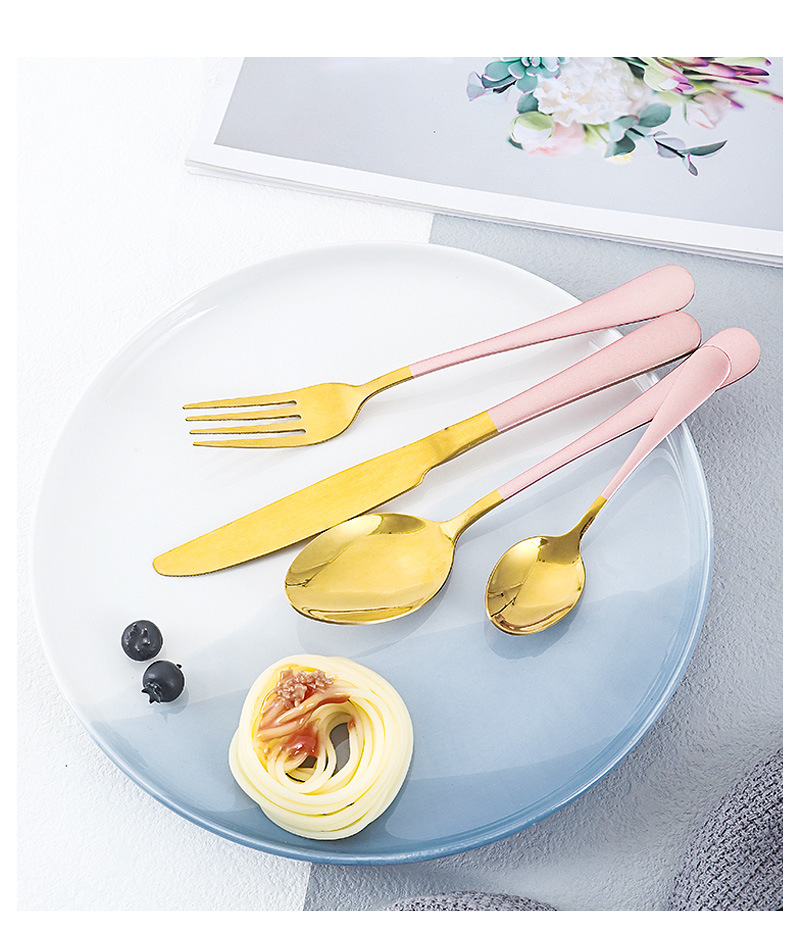 1010 cuatro piezas principales transfronteriza cuchillo de comida occidental, tenedor y traje de cuchara Amazon productos calientes vajilla de acero inoxidable traje de cuatro piezas