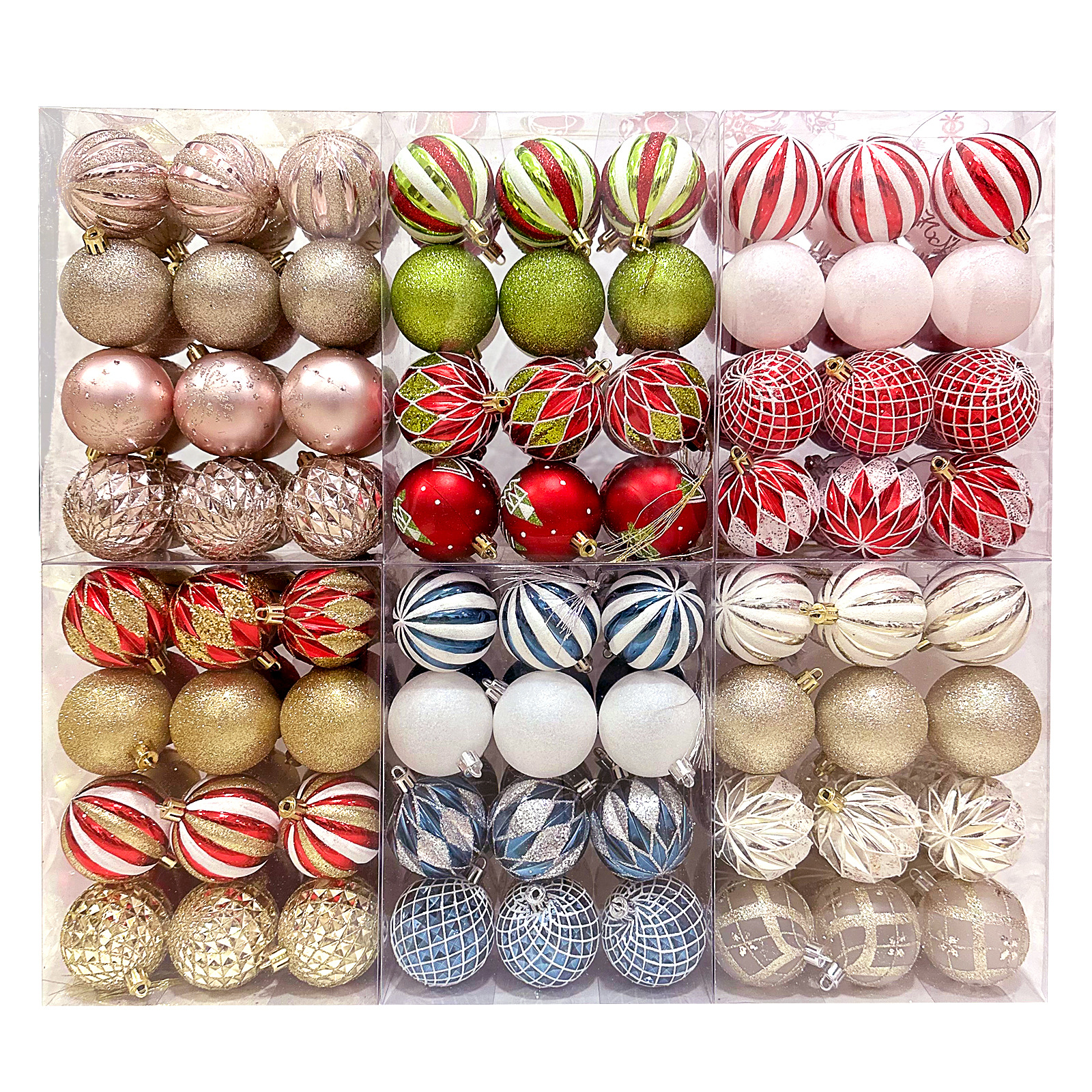 アマゾンクリスマス装飾用品6cm異形メッキプラスチックボール彩色クリスマスボールセットボールペンダント