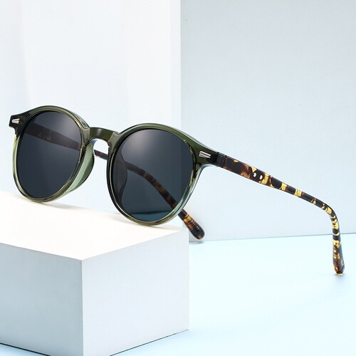 Designer Small Round Frame Sunglasses for Men and Women, UV Protection, Polarized Sunglasses for Outdoors and Driving
