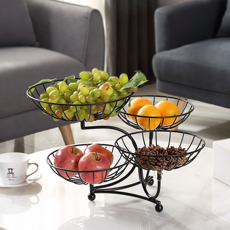 Plato de frutas de hierro forjado gancho de plátano sala de estar casera canasta de frutas de lujo ligera mesa de comedor dulces bocadillos plato