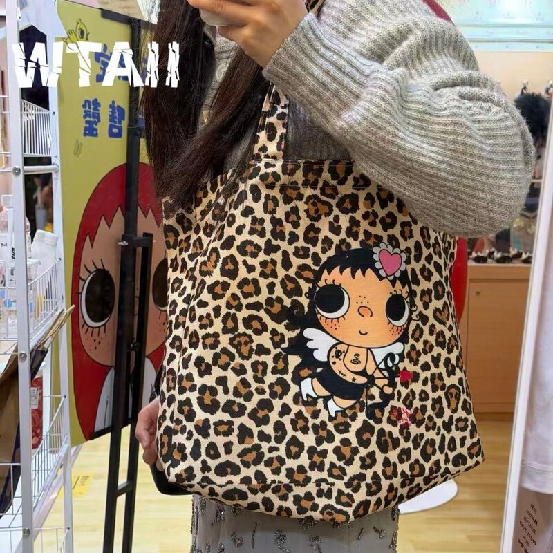 Wtaii Leopard Print Yuy Bag for Women, New Limited Edition Trendy Versatile Korean Style Casual Shoulder Tote for Commuting