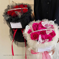 One-piece flying fairy yarn fairy snow yarn dress princess dress Valentine's Day elastic cloth flower bouquet packaging flower yarn