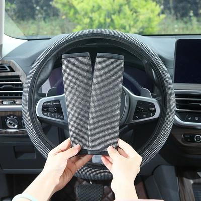 rhinestone seatbelt shoulder pad, universal Steering wheel cover