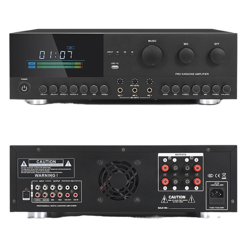 Fiebre profesional karaoke Conferencia hogar KTV subwoofer de alta potencia con Bluetooth USB de nivel frontal titular de la tarjeta amplificador de potencia