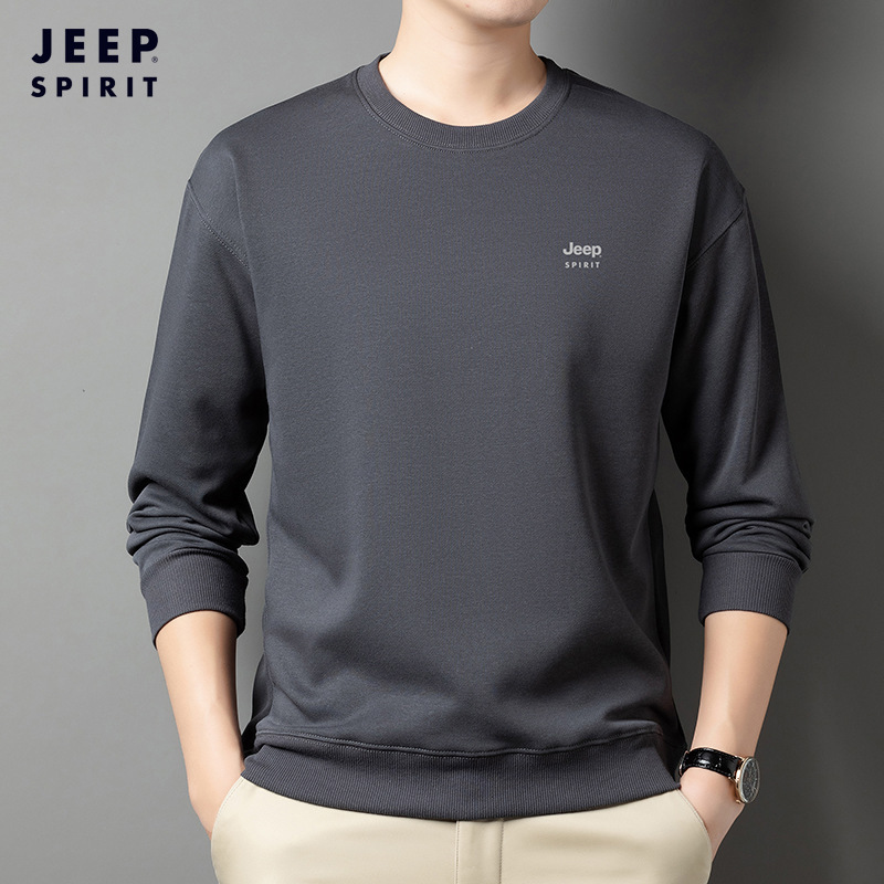 Jeepspirit Round Neck Sweatshirt Men's 2025 Spring & Fall New Young Men's Sports and Leisure Long-Sleeved T-Shirt 2326A