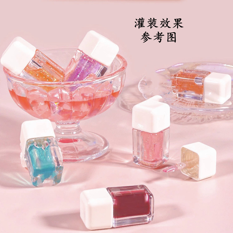 En stock al por mayor pequeño tubo cuadrado de brillo de labios Inyección transparente labio esmalte tubo vacío 4ml líquido botella de sombra de ojos material de embalaje cosmético