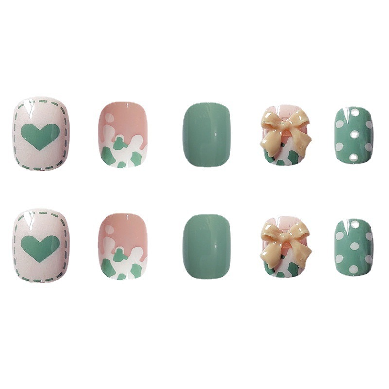 Leche de punto de onda, cuidado de arco de uñas, aire dulce y fresco para usar un parche de uñas, 24 piezas de parche de uñas falsas image 6