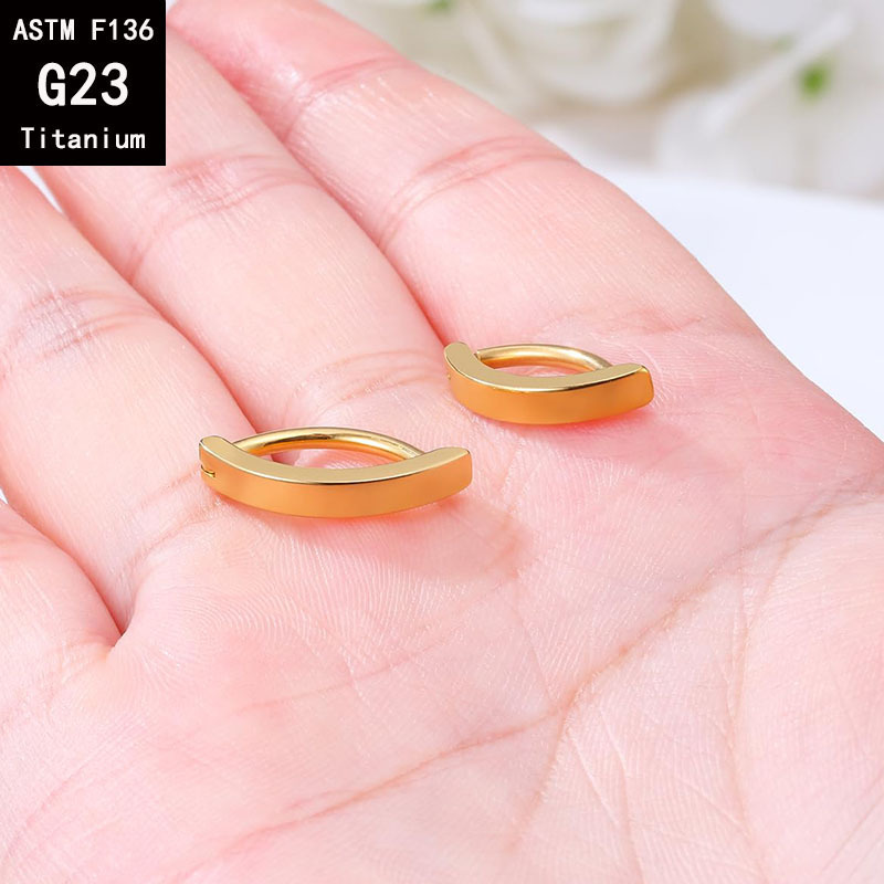 G23 Titanium Arc Curved Bar Navel Buckle Fine Polishing Belly Button Ring F136 Titanium Alloy Body Piercing Jewelry Gold with Crystal detail image 12