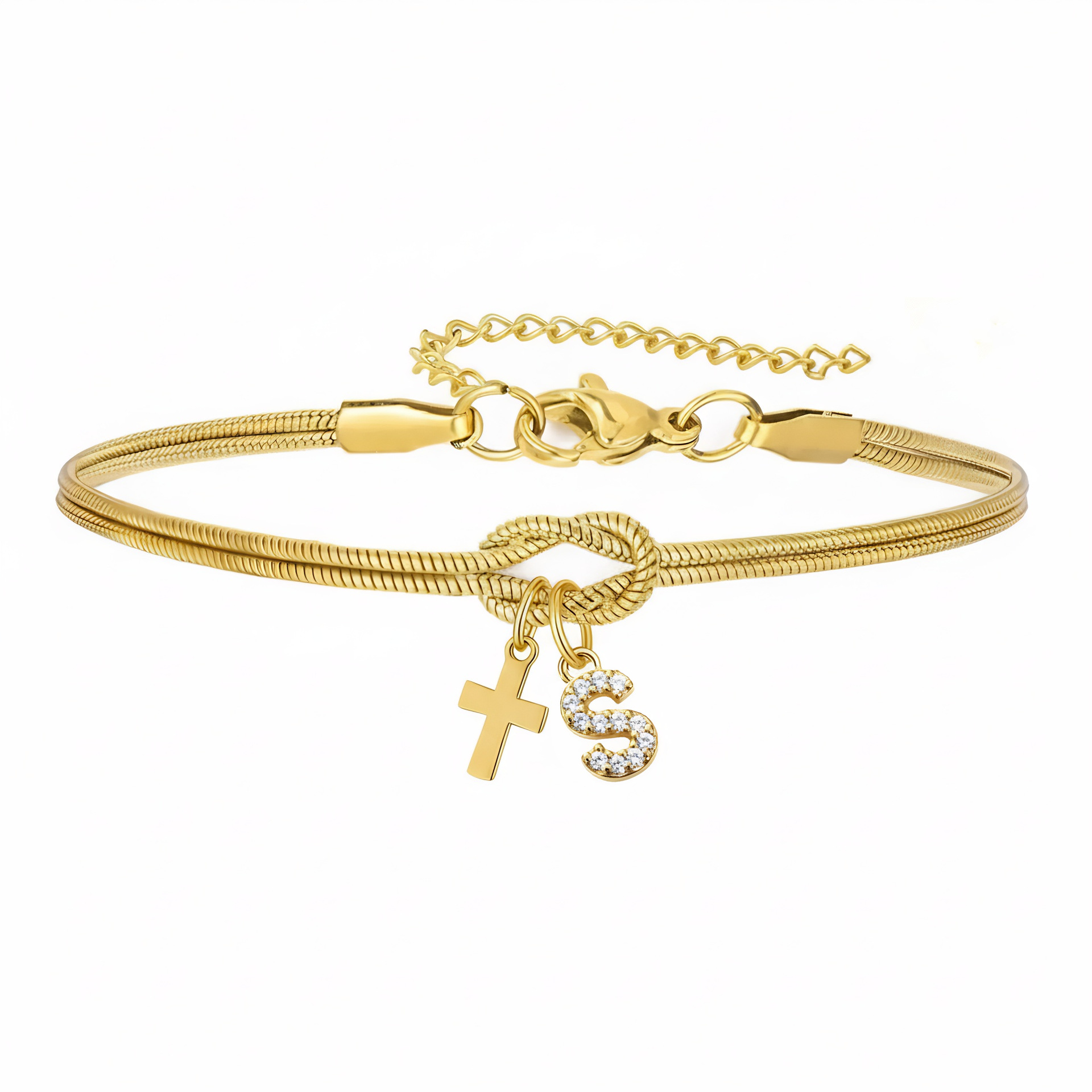 European And American Cross-border Jewelry: Concentric Knot Circular Snake Bone Bracelet With Diamond-encrusted_voghion.com