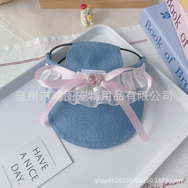 Трансграничные новые домашние животные выходят в шляпу от солнца кошка собака кружевная бантик ковбойская шляпа маленькая большая собака шляпа