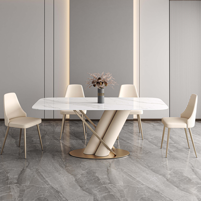 Yzk Dining Table Modern Light Luxury Simple Slate Dining Table and Chair Combination Design Creative Classy Large and Small Apartment Restaurant Dining