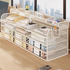 文件收纳架工位办公用品置物架桌面资料档案整理架家用多功能书架